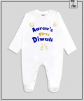 Personalised First Diwali Blue Text Romper