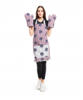 Purple And Grey Colour Printed Canvas Apron With Pouch