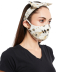 Sahara Forest And Dash Print Reversible 3 Ply Mask With Pouch And Hairband Set