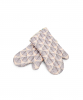 Blush Colour Printed Canvas Mittens With Cream Colour Printed Silkmul Piping