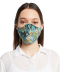 White And Blue Ikat Love Print Reversible 3 Ply Mask With Pouch