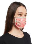 Coral And Aqua Chidiya Print Pleated 3 Ply Mask With Pouch