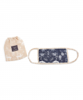 PS Men Navy Jannat And Beige Khargosh Print Pleated 3 Ply Mask With Pouch For Men