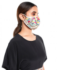 Cream Crepe Kutch Embroidered Mask
