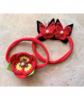 Pansy And Felt Butterfly Soft Hairband - Set Of 2 - Combo A