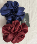 Satin Scrunchies Headband-Set Of 2(Blue,Red)