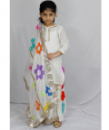 Flower-Printed Sharara Set with Silk Dupatta