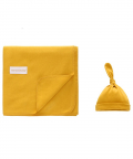 Baby Swaddle Blanket With Cap Yellow