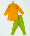 Yellow Pleated Asymmetric Embroidery Kurta Pyjama