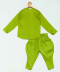 Green Asymmetric Embroidery Shirt Pant
