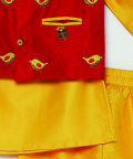 Yellow Kurta Pyjama With Red Embroided Jacket