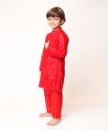 Red Embroidered Sherwani Set