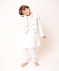 White Jacket Kurta with White Pyjama