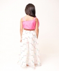 White Palazzo Set with Pink Rose Top 