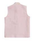 Pink Leather Applique Jacket With Kurta Set