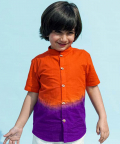 Tiber Taber Boys Shirt Tie Dye Ombre-Orange
