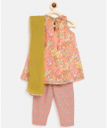 Tiber Taber Girls Suit Set Printed Floral - Peach
