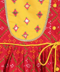 Tiber Taber Baby Girl Angrakha Set Printed Bandhani - Red/Yellow