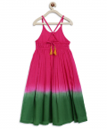 Tiber Taber Girls Maxi Dress Tie Dye Ombre-Pink