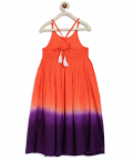 Tiber Taber Girls Maxi Dress Tie Dye Ombre-Orange