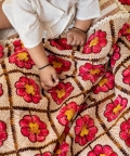 Red Embroidered Reversible Baby Blanket