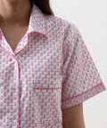 Personalised Jade Blockprint (Pink) Shorts Set For Women