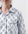 Personalised Madison Blockprint Pajama Set (Indigo) For Women