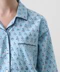 Personalised Lily Blockprint Pajama Set (English Blue) For Women