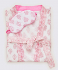 Women Madison Blockprint Robe (Pink)