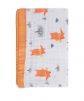 Baby Moo Animal Print White and Orange Muslin Blanket