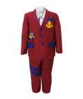 Maroon Christmas Blazer With Pants And Alternatives Embroidered Patches