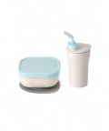 Miniware Sip & Snack- Suction Bowl with Sippy Cup Feeding Set  Vanilla/Aqua