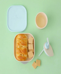 Miniware Sip & Snack- Suction Bowl with Sippy Cup Feeding Set  Vanilla/Aqua
