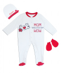 Mom Is Wow Onsie With Personalised Cap And Mittons For Girls