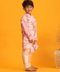 Multicolor Base Pink Kurta Pyjama Set