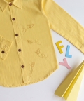 Fly High Embroidered Formal Shirt - Yellow