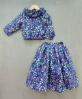 Blue Floral Co-Ord Set With Ruffles