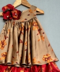 Double Layered Floral Dress With Handmade Flowers