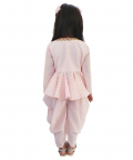 Baby Pink Handwoven Peplum Tunic With Dhoti 