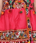 Embroidered Sleeveless Kedia Dhoti set-Pink