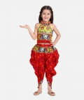 Halter Neck Choli With Dhoti-Red