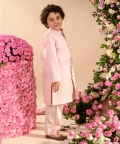 Farrokh- Embroidered Pink Achnak Paired With Matching Kurta & Trouser Set 
