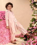 Farrokh- Embroidered Pink Achnak Paired With Matching Kurta & Trouser Set 
