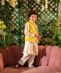 Zer-Embroidered Vegan Silk Yellow Nehru Jacket