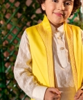 Zer-Embroidered Vegan Silk Yellow Nehru Jacket