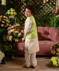 Sadaf-Embroidered Vegan Silk Green Nehru Jacket
