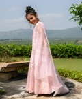 Delilah-Embroidered German Satin Pink Gown 