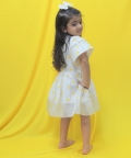 Offwhite And Yellow Polka Handblock Printed Dress