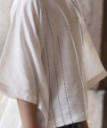 Kairos White Linen Top With Kantha Hand-Embroidery