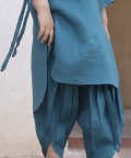 Kaira Peacock-Blue Linen Pathani Suit